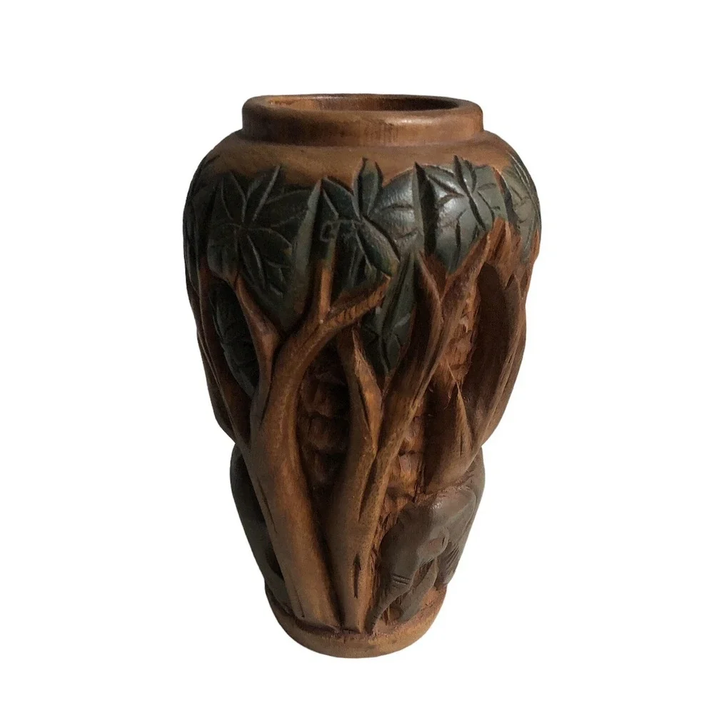 N/A wood vase
